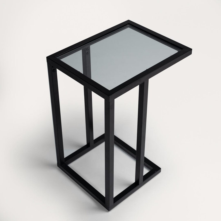 Imel glass top frame end outlet table